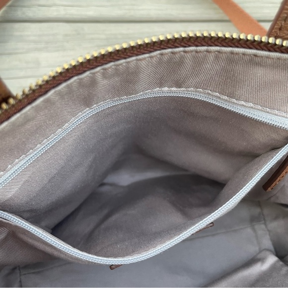 Fossil Tessa chestnut leather small satchel bag purse with crossbody strap - Picture 13 of 16